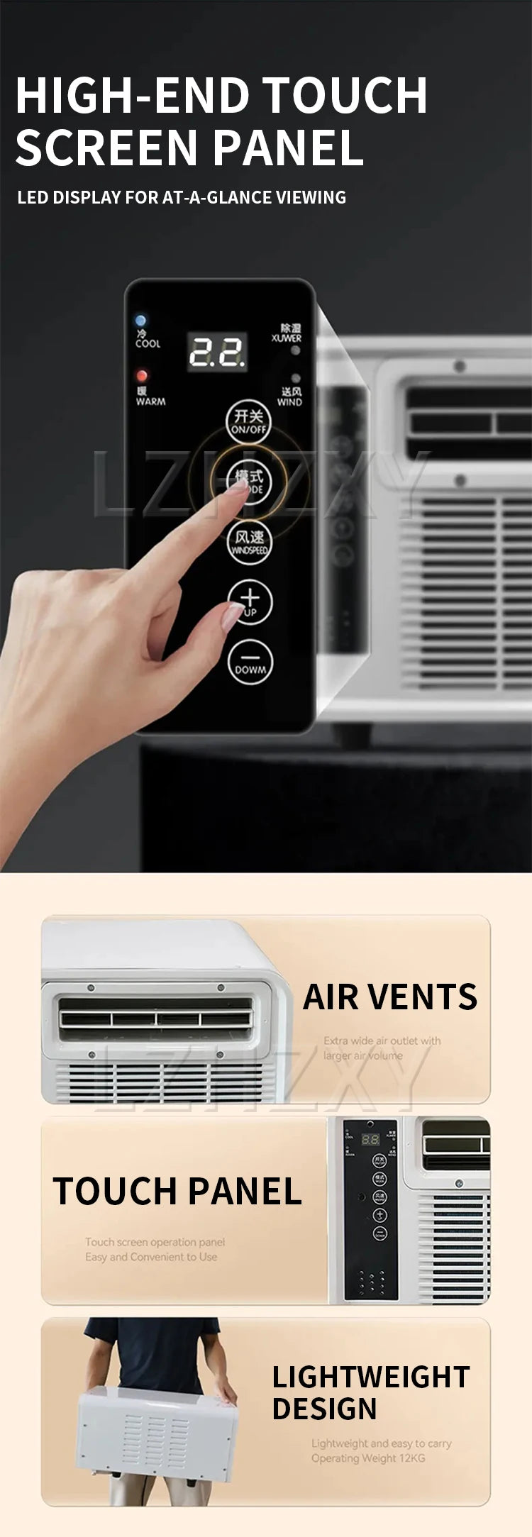 Dual-mode air conditioner with mosquito net and cooling function Outdoor portable air conditioner Electric auxiliary heating pet