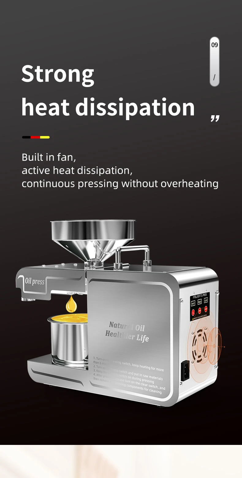 DIVEDEER New T1 Temperature Control Stainless Steel Hot and Cold Household Intelligent Small and Medium-sized Oil Press Machine