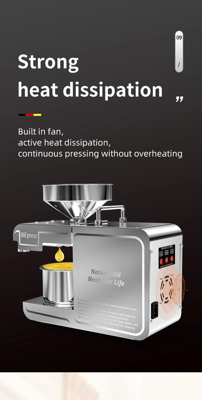 DIVEDEER New T1 Temperature Control Stainless Steel Hot and Cold Household Intelligent Small and Medium-sized Oil Press Machine