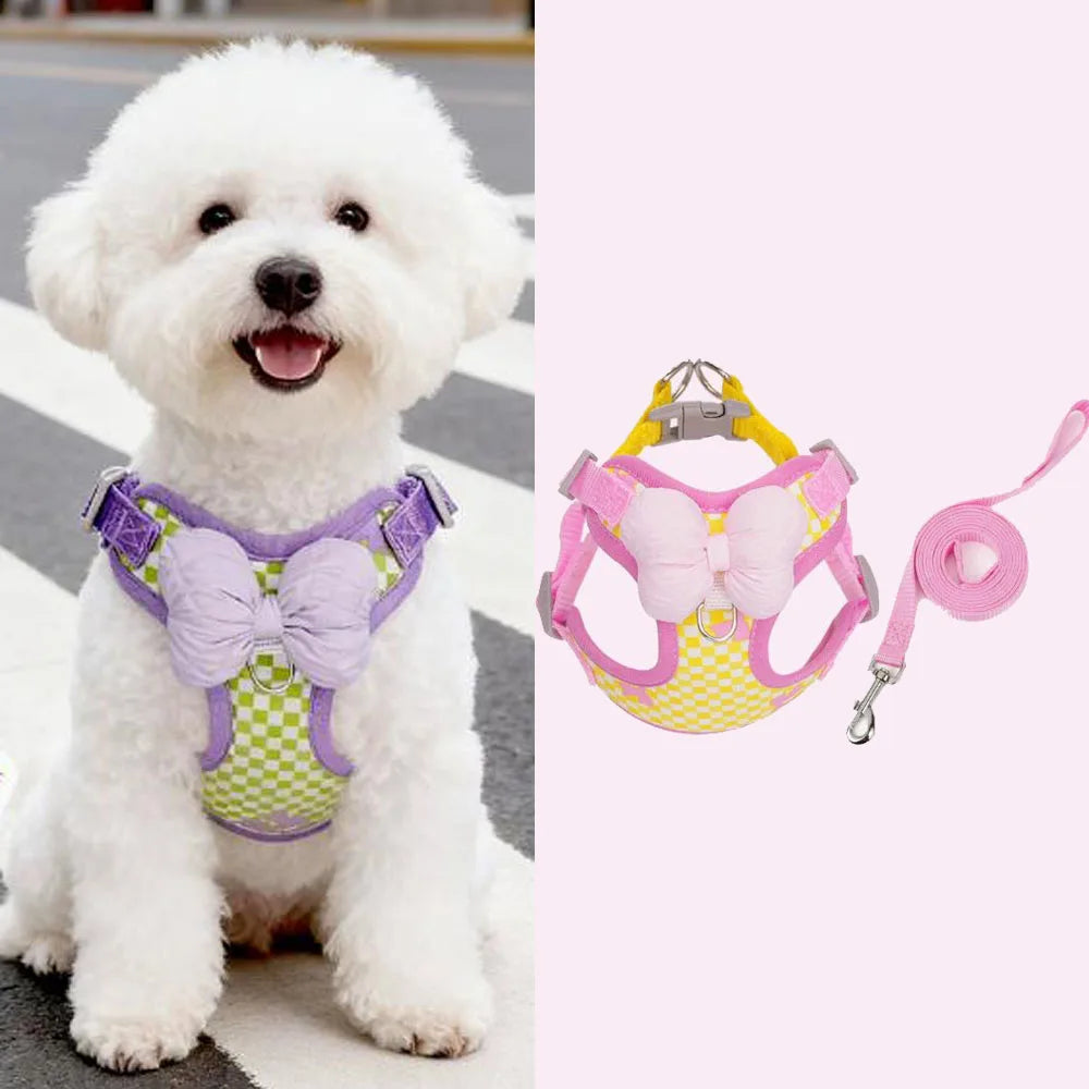 1 Set Dog Leash Set Small Puppy Leash Nylon Dog Harness Pet Anti-Escape Training Leash for Small Middle Dogs