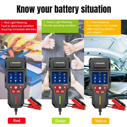 KONNWEI KW700 12/24V Car Truck Battery Tester 10-2000CCA With Printer Cranking Charging Test Tool Battery Analyzer Cranking Test