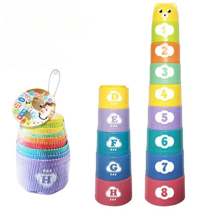 Kid Brain Response Battle Fold Cup Hand Speed Competition Fold Cup Baby Stack Game Early Education Puzzle Train Board Games Toy