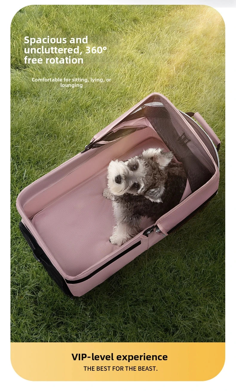 Pet Transport Stroller Dog Cat Portable Foldable Lightweight Detachable 4-Wheel Oxford Mesh Small Medium Push Cart