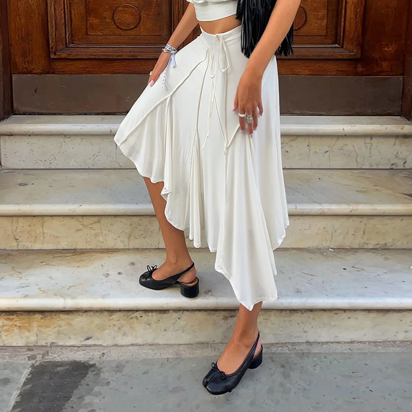 Casual Irregular Lace Up Skirts Women’s Fashion Sexy Low-Waisted Solid Skirts 2026 New Summer Beach Fashion Streetwear Ladies