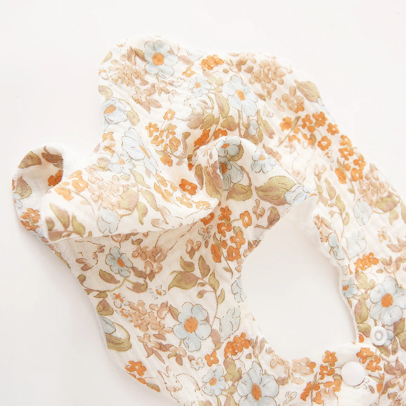 Baby Cotton Crepe Bandana, Rabbit Ears Wavy Edge Drool Bib, Soft Absorbent, Newborn Anti-Drool Bib, Multi-Purpose
