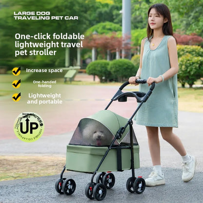 2026 New Lightweight Foldable Pet Stroller Teddy Cat Dog Handcart Outdoor Travel Cart for Small Pets