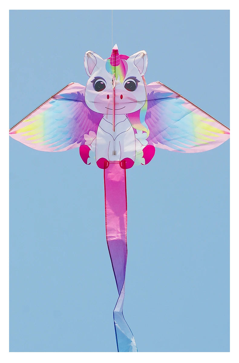 Yongjian Pink Unicorn Kite, a small kite ideal for beginners, easy to fly, comes with a 50-meter kite line