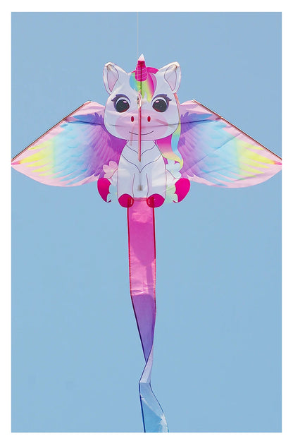 Yongjian Pink Unicorn Kite, a small kite ideal for beginners, easy to fly, comes with a 50-meter kite line