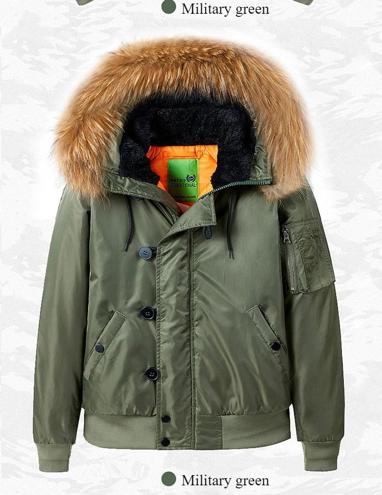 Pilot Men's jackets Thicken Winter Jacket Padding Man Down Jacket Coat Parkas Outdoor Fur Hooded Cotton Padded Jacket HXY0257