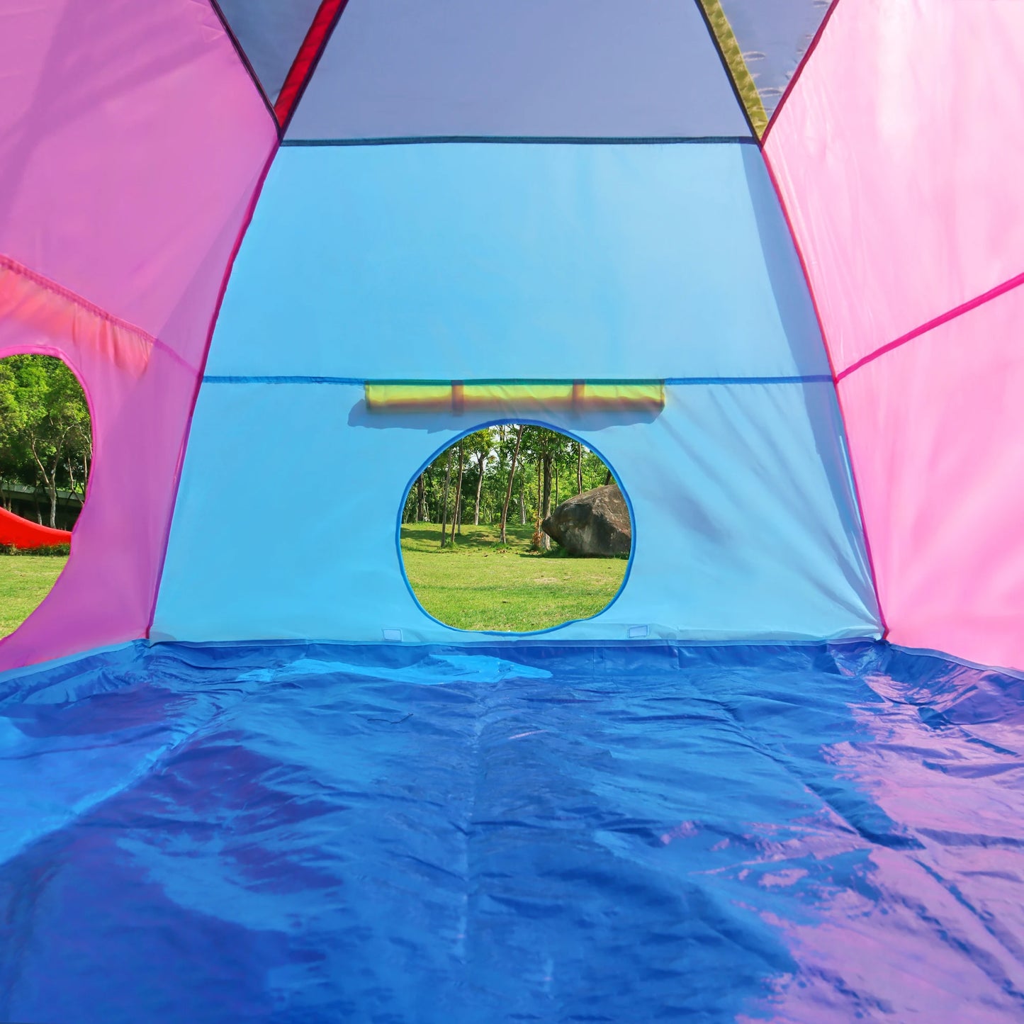 Kids Play Tent Indoor Outdoor Playhouse Tents for Boys And Girls Children's Game Center with Mesh Top & Tunnel Doors