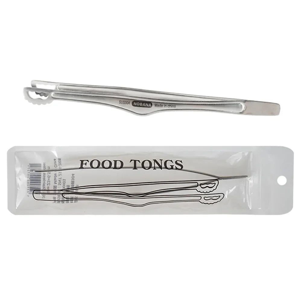 NOBANA Camping Clip Stainless Steel Kitchen Beef Food Tongs Ultralight Heat-Resistant Reusable Camping Cookware for BBQ Picnic