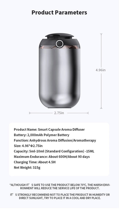 Car Aroma Diffuser Smart Air Freshener Room Fragrance USB Essential Oil Diffuser Smell Distributor Aromatherapy Machine