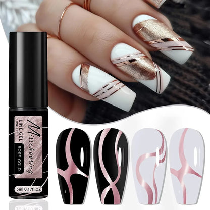 Gold Silver Metallic Liner Paint Gel Nail Polish Chrome Mirror Metal Effect Super Bright French UV LED Semi Permanent Nail Gel