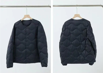 2025 Autumn and Winter Men's New Round Neck/v Collar Down Liner Jacket All-match Fashion Warm Men's Down Jacket Long Sleeve Coat