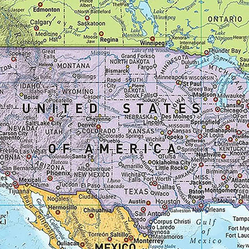 World Map in English Poster Prints Painting Education Painting School Supplies Classroom Home Decor,Travel Supplies