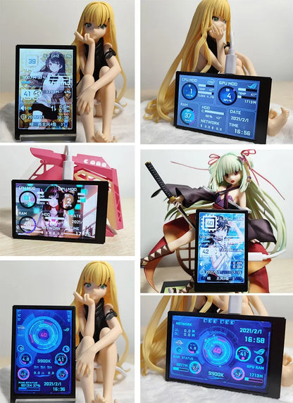 3.5 / 5 Inch IPS Type-C Secondary Screen Mini Computer USB Display CPU GPU RAM HDD Monitor with Holder Metal Case No Use AIDA64
