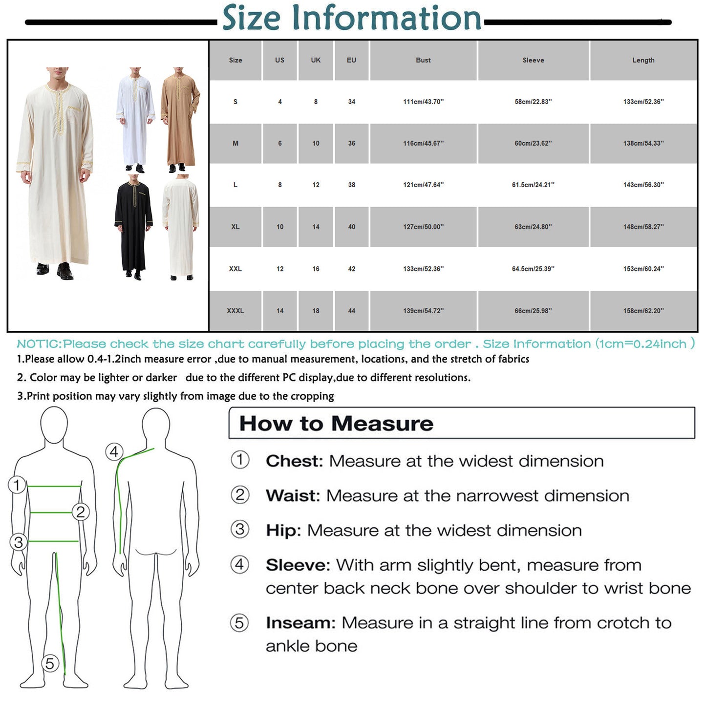 Middle East Ethnic Muslim Islamic Clothing Men Jubba Thobe African Dashik Ramadan Eid Abaya Arabic Kaftan Saudi Kimono Robe Gown