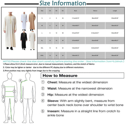 Middle East Ethnic Muslim Islamic Clothing Men Jubba Thobe African Dashik Ramadan Eid Abaya Arabic Kaftan Saudi Kimono Robe Gown