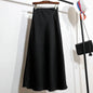 Botvotee Elegant Satin Long Skirt for Women Spring Summer 2025 Office Ladies Korean Style Loose Elastic Band Midi Skirts