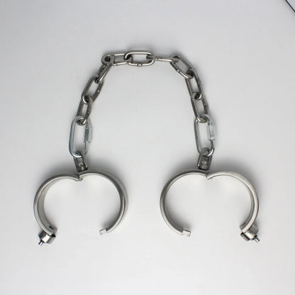 Heavy Duty Stainless Steel Handcuffs Ankle Cuffs Neck Collar Press Lock BDSM Restraints Bondage Adult Games Sex Toys for Couples