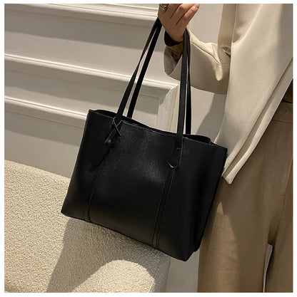 Large Capacity Women's Bag, New Soft Leather Tote Bag, Casual and Versatile Single Shoulder Bags for Woman Korean Style Handbags