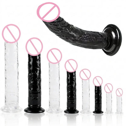 Realistic Soft Jelly Dildo Transparent Suction Cup Strong Grip Flexible Intimate Toy for Women Solo Couple Play