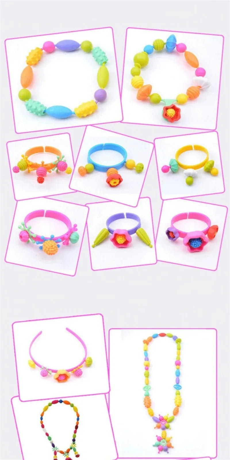 188-608pcs Pop Beads Children Girls Princess Jewelry Making Kit Creative Necklace Bracelet Rings DIY Ideal Christmas Birthday Gi