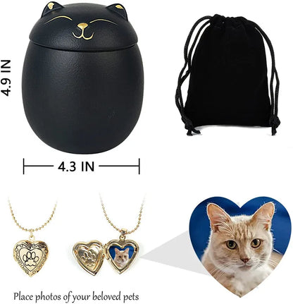Always Remember Classic Souvenir Pet Cat Dog Ceramics Ashes Funeral Urn (4.7"*4.3"/Under 70 pounds/Black Cat)