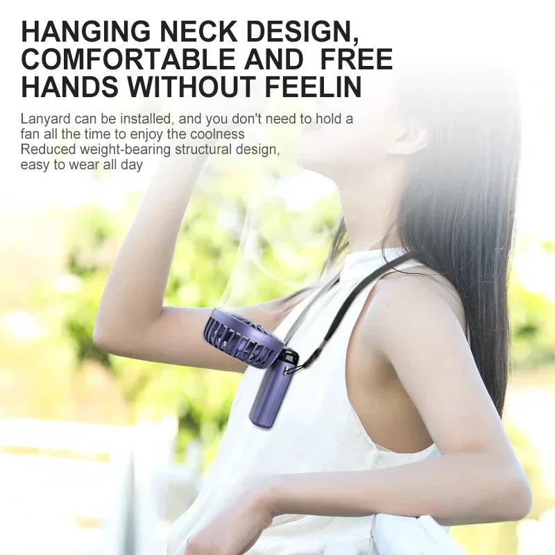 Mini Portable Handheld Fan Foldable Neck Hanging Fans 5 Speed USB Rechargeable Fan with Phone Stand and Display Screen 1800mAh