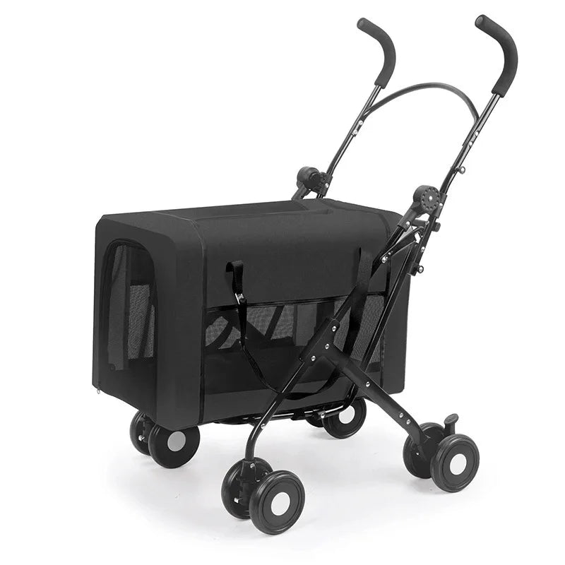 Detachable Cabin Pet Stroller Lightweight Foldable Cat Dog Trolley Outdoor Travel Hand Push Cart for Small & Medium Sized Pets