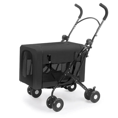Detachable Cabin Pet Stroller Lightweight Foldable Cat Dog Trolley Outdoor Travel Hand Push Cart for Small & Medium Sized Pets