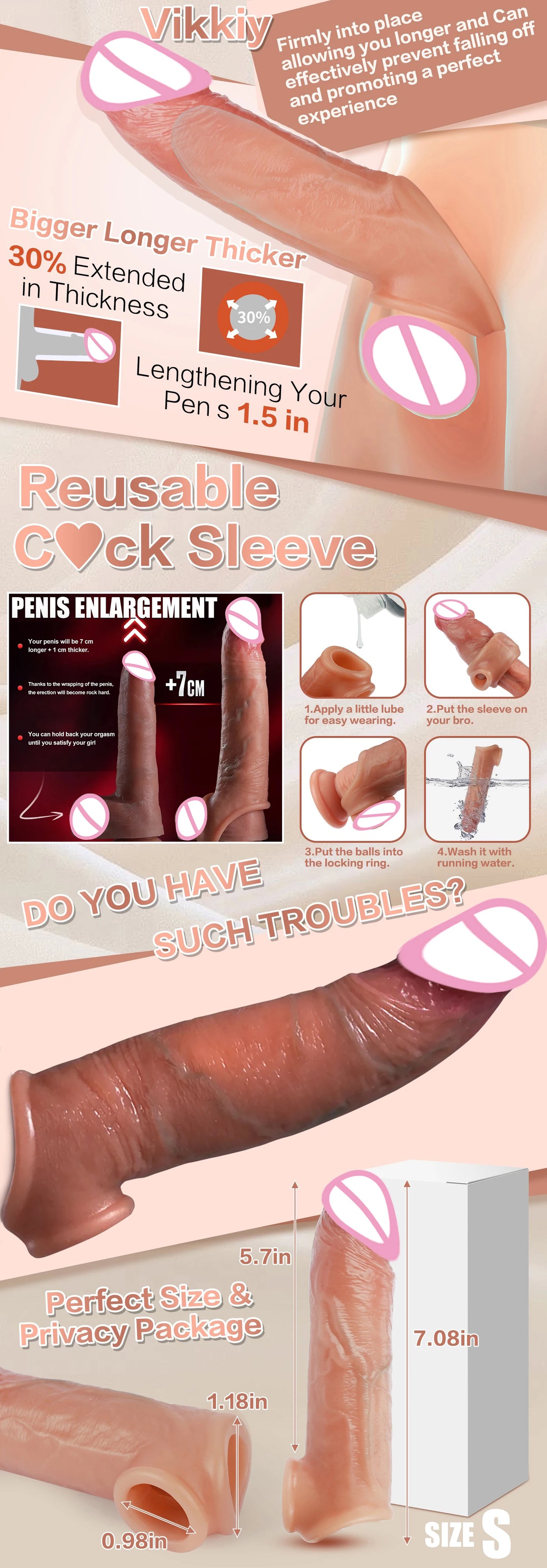 Realistic Super Huge Penis Sleeve Big Growth Penis Delayed Ejection Extend Penis Reusable Enlarger Silicone Condom Male Sex Toy
