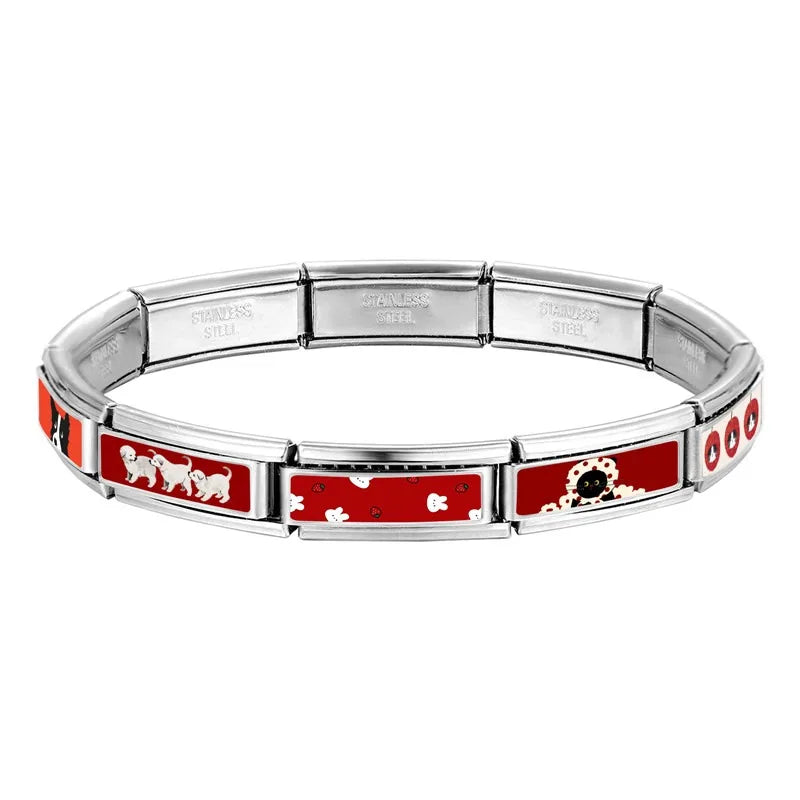 2025 New Women's Gift Cute Rabbit Cat Dogs Italian Charms Links Beads Fit 9mm Stainless Steel Modular Modular Bracelet Jewelry