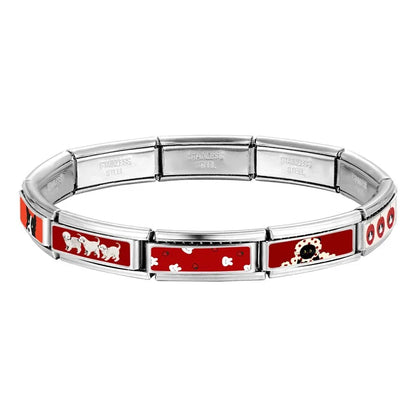 2025 New Women's Gift Cute Rabbit Cat Dogs Italian Charms Links Beads Fit 9mm Stainless Steel Modular Modular Bracelet Jewelry