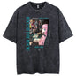 Men Oversized Printed Tshirts Bocchi Club Music Band Anime Bocchi The Rock Cotton Tops Creative Crew Neck Tees Washed TShirt