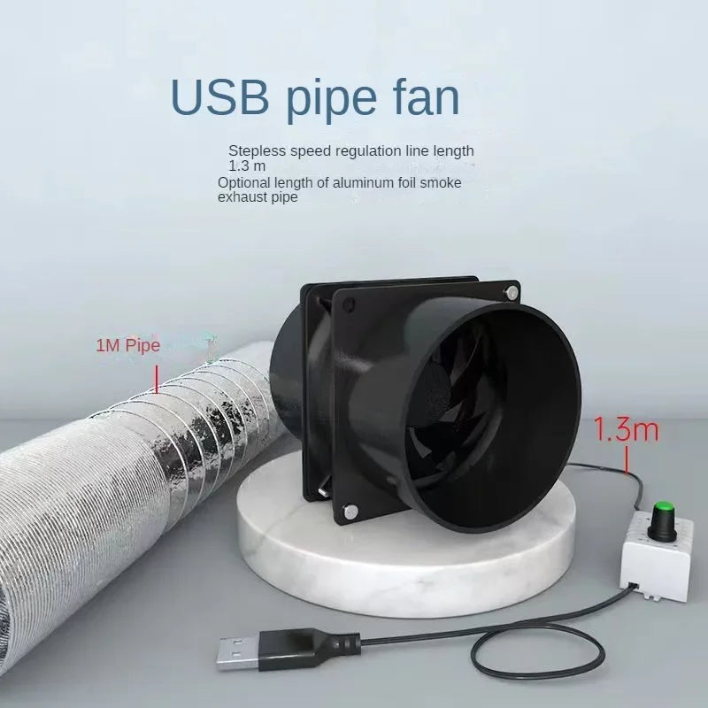 USB Adjustable Speed Solder Smoke Absorber ESD Fume Extractor Fan Pipe Duct Exhuast Fan with 1M Pipe Tub Ventilation Fan