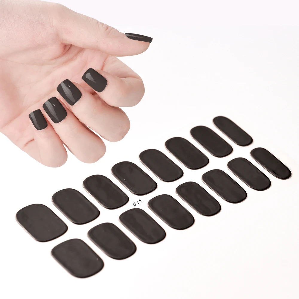 1Sheet Cured Gel Nail Strips Sticker Long-Lasting Nail Polish Strips Wraps Full Cover Gel Nail Art Stickers UV/LED Lamp Required