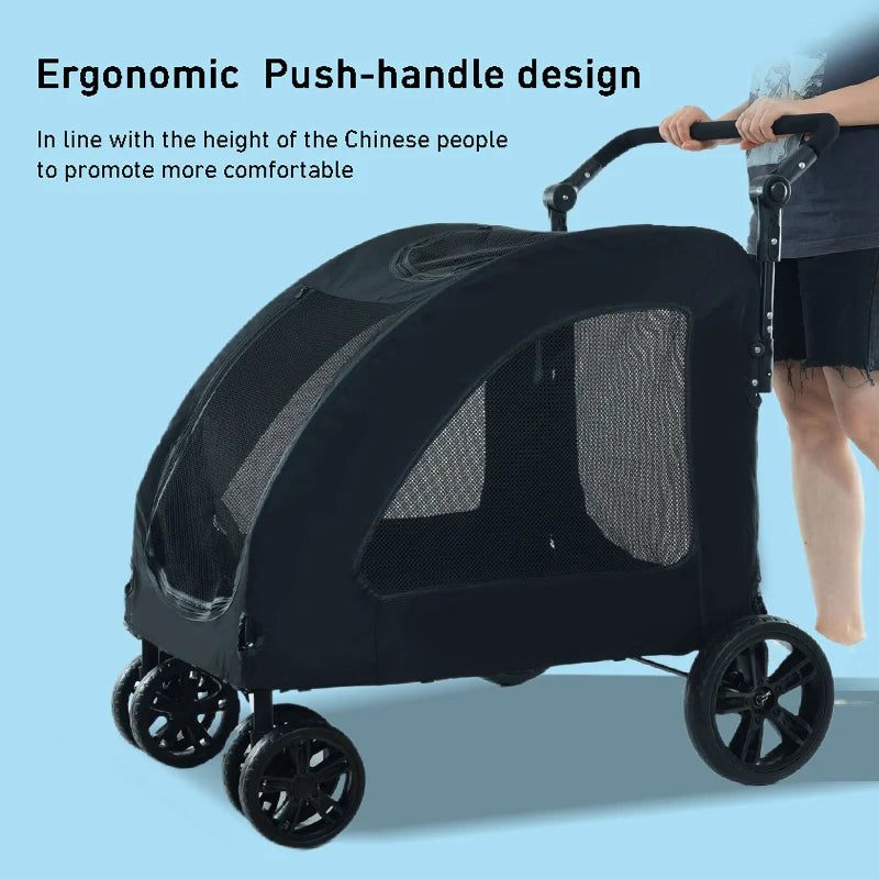 Large-sized Pet Stroller for Outdoor Travel Dog Mobility Scooter Large Capacity Dog Car Multifunctional Foldable Pet Stroller