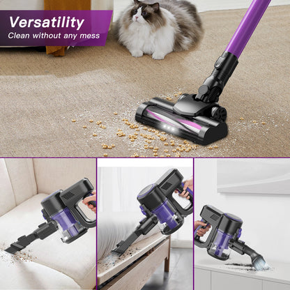 Cordless Vacuum Cleaner, 32KPA Househeld Stick Vacuum Cleaner With LED Lights, Foldable Tube, Washable Hepa Filtration, Self-standing, 4000mAh Battery, Multifunction Accessories, Lightweight Vacuum For Hardwood Floor Carpet P
