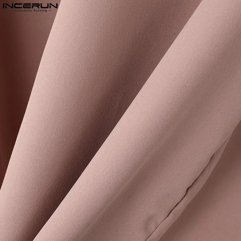 INCERUN Fashion New Men's Tops Backless Bow Design Shirt Sexy Casual Male Solid Comfortable Long Sleeved Lapel Blouse S-5XL 2025