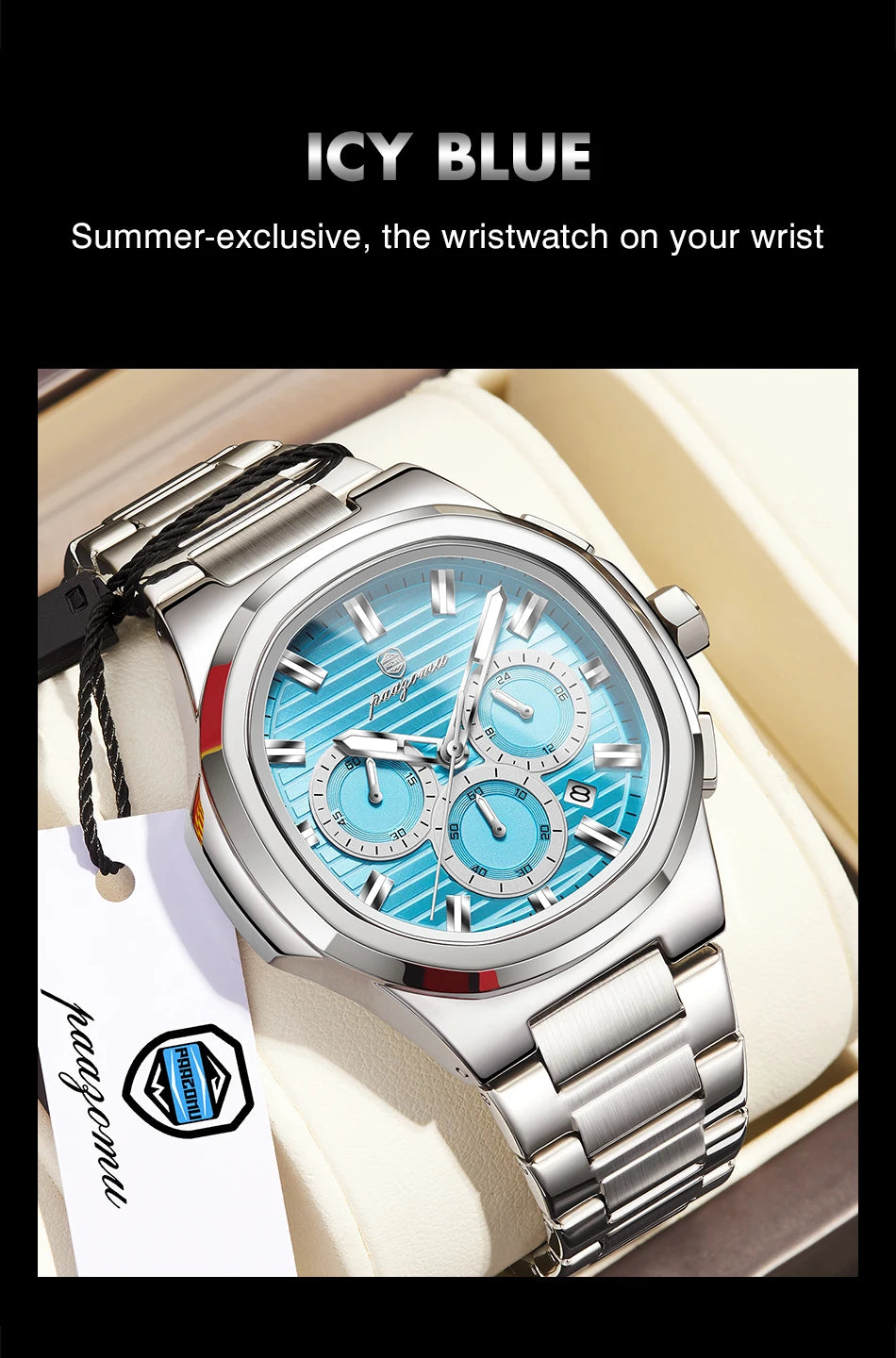 PAAZOMU Fashion Brand Man Wristwatch Waterproof Stainless Steel Luminous Men Watch Chronograph Date Luxury Quartz Men's Watches