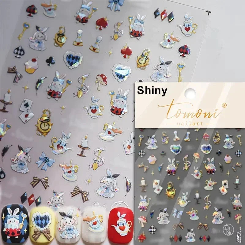 Collage Text English Letter Musical Note Star Graffiti Colorful 5D Love Heart Bowknot Nail Art Sticker Adhesive Manicure Decals
