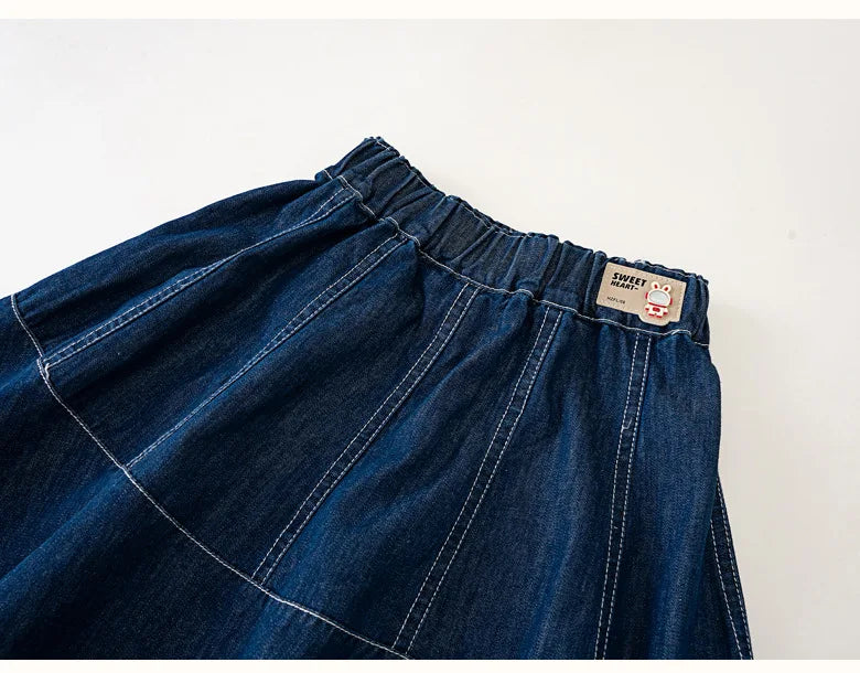 Fashion Girl Skirt Jeans Denim Skirt Mid Length A Line Teenager Girls Clothes Kids Children School Outfit Casual Plus Size