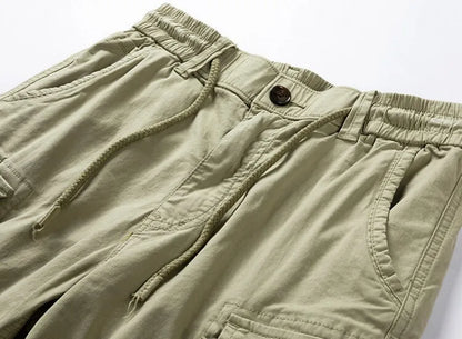 Men Summer New Multi Pockets Cotton Cargo Shorts Men Fashion Solid Quick Dry Joggers Shorts Pants Outdoor Breathable Shorts Male