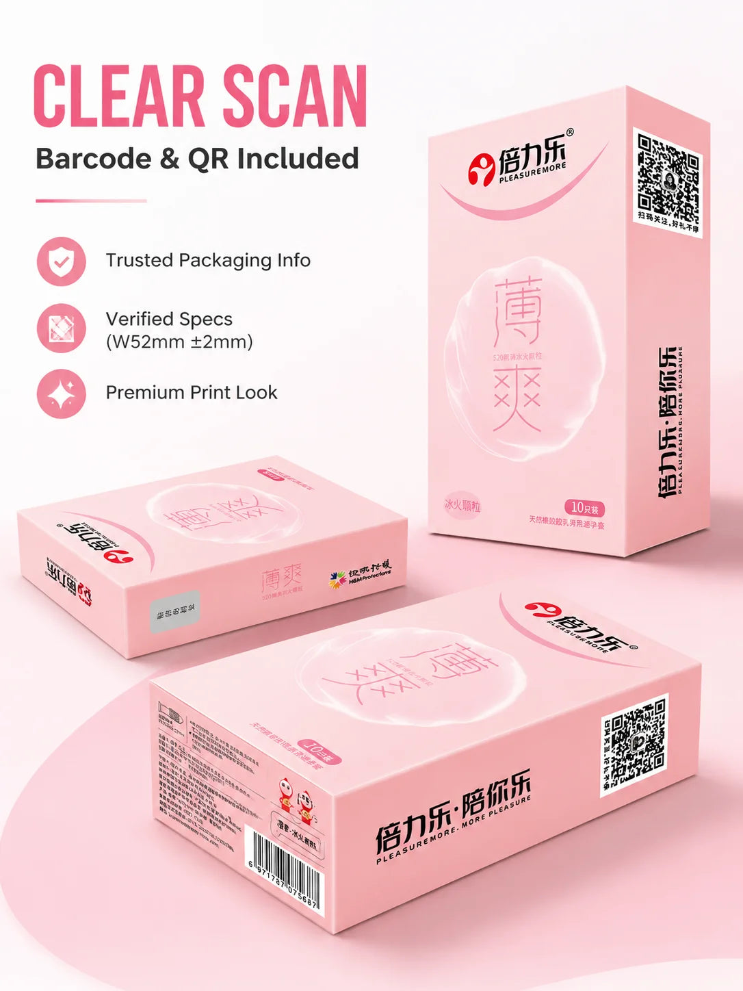 Hot & Cool Sensation Condoms 520 Bouncing Dots Natural Latex Lubricated 10pcs-50pcs Men Extra Stimulation Silky Touch Beilile