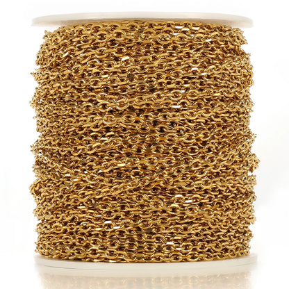 1meter Stainless Steel 18K Gold Plated Cross Chains for Diy Jewelry Making Bracelets Necklaces Accessories Supplies Wholesale