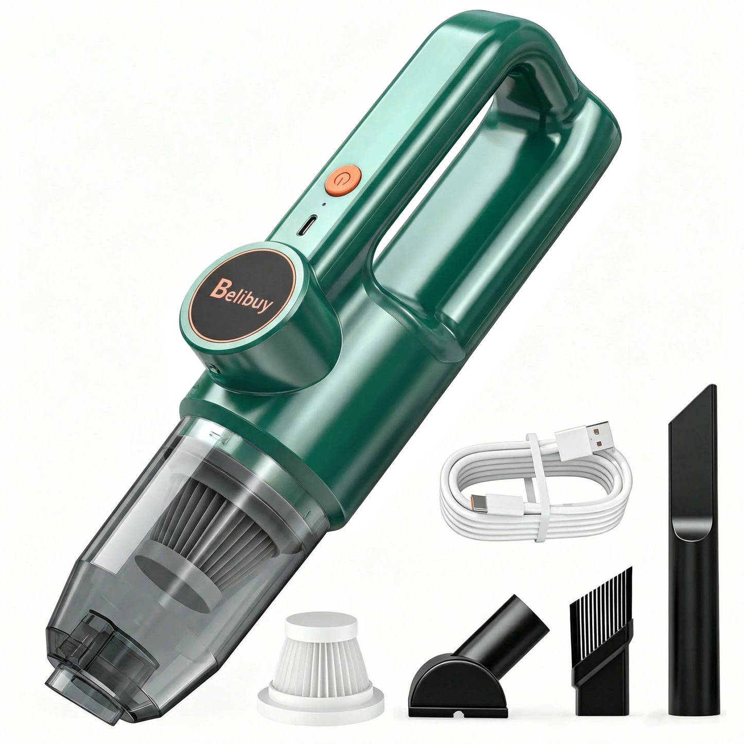 Cordless Portable Handheld Vacuum Cleaner, Mini Wireless Car Vacuum Cleaner with Ergonomic Handheld Design, High Power Strong Suction Rechargeable Handheld Vacuum for Car Household Dust Debris Pet Hair Removal One-Key LED Lig