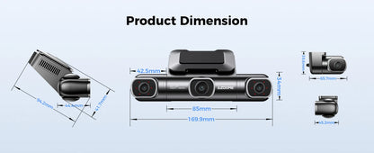 AZDOME Dash Cam M660 2.5K+3*1080P 4CH Car DVR GPS 5G Wifi Free 64GB Card Voice Control 24H Parking Monitor Super Night Visio