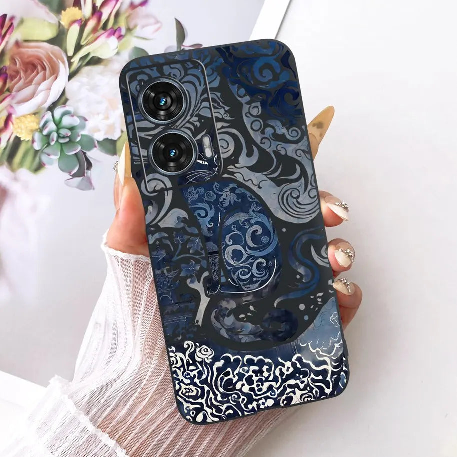 Case For Motorola Edge 50 Fusion Cover XT2429-1 Popular Flower Soft Black Silicone Phone Cases For Motorola G96 5G MotoG96 Funda
