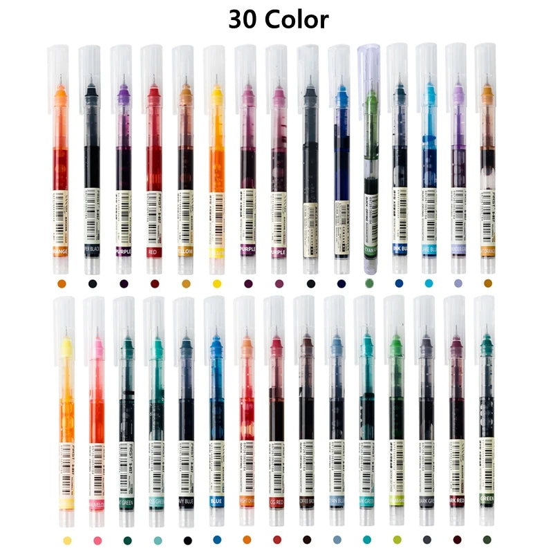 12 Color/set Student School Office Stationery Fine Nib Gel Pen Big Ink Capacity Ballpoint Pen Straight Liquid Rollerball Pen
